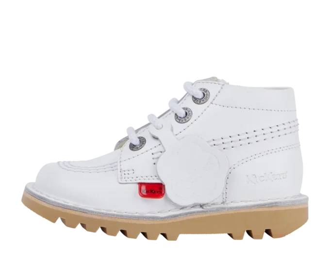 Kick Hi Hi Zip de cuero para niños unisex, blanco