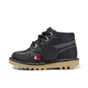Kick Hi Hi Zip de cuero para niños unisex, negro/blanco
