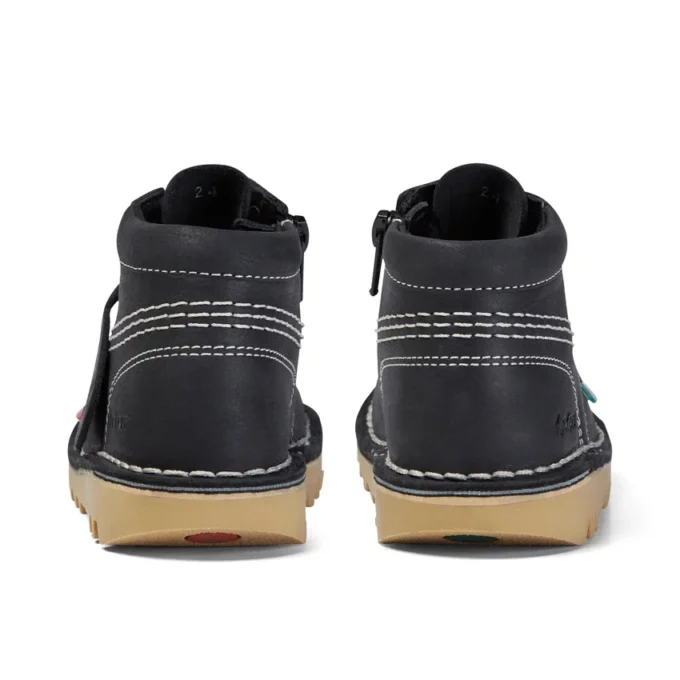 Kick Hi Hi Zip de cuero para niños unisex, negro/blanco