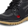Kick Hi Hi Zip de cuero para niños unisex, negro/blanco