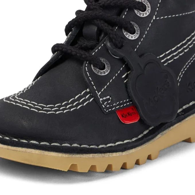 Kick Hi Hi Zip de cuero para niños unisex, negro/blanco