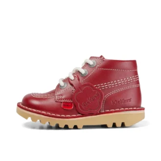 Kick Hi Hi Zip de cuero para niños, unisex, rojo