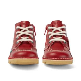 Kick Hi Hi Zip de cuero para niños, unisex, rojo