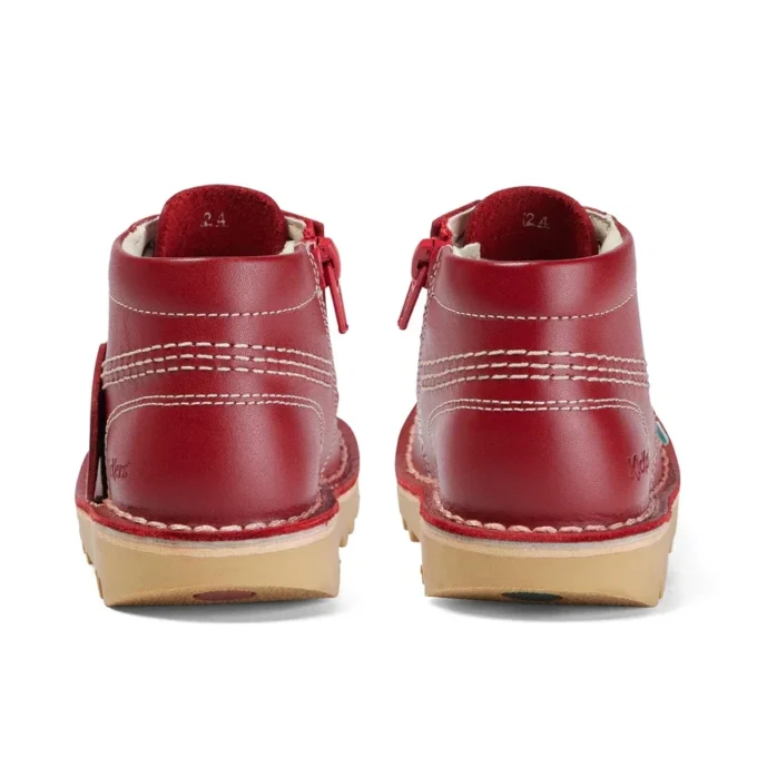 Kick Hi Hi Zip de cuero para niños, unisex, rojo