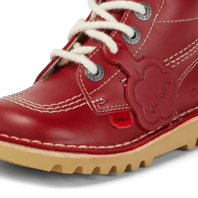 Kick Hi Hi Zip de cuero para niños, unisex, rojo