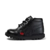 Kick Hi Hi Zip de piel alternativa para niños unisex, negro