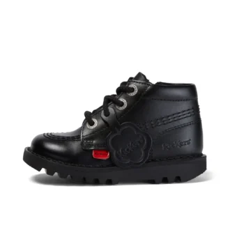 Kick Hi Hi Zip de piel alternativa para niños unisex, negro