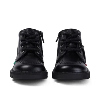 Kick Hi Hi Zip de piel alternativa para niños unisex, negro