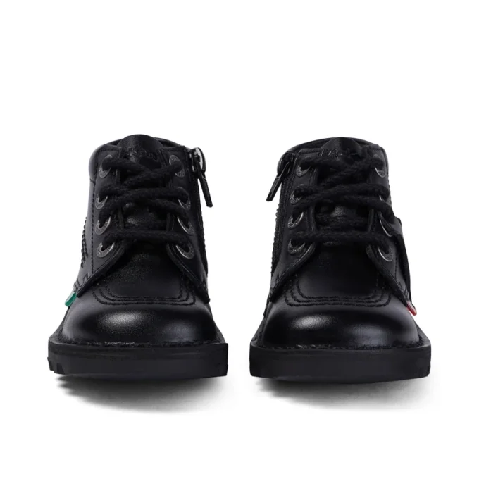 Kick Hi Hi Zip de piel alternativa para niños unisex, negro