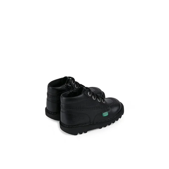 Kick Hi Hi Zip de piel alternativa para niños unisex, negro