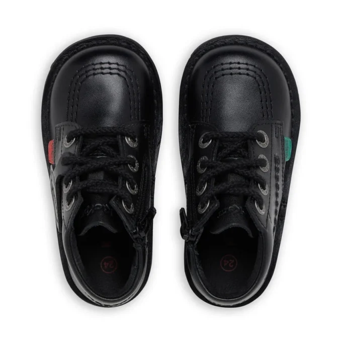 Kick Hi Hi Zip de piel alternativa para niños unisex, negro