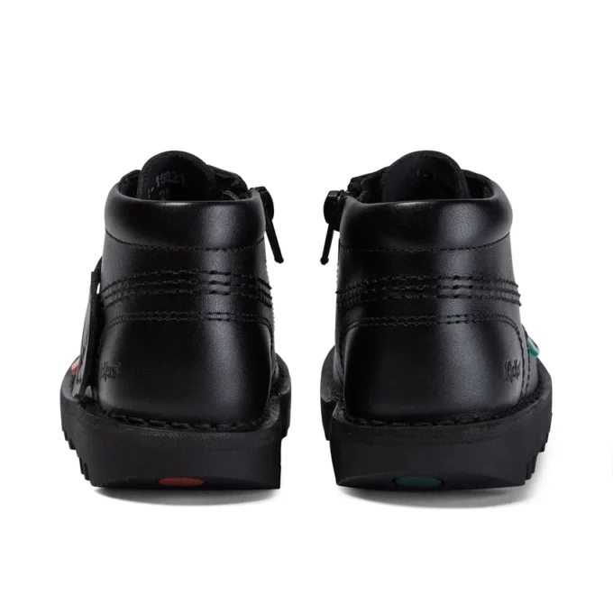 Kick Hi Hi Zip de piel alternativa para niños unisex, negro