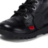 Kick Hi Hi Zip de piel alternativa para niños unisex, negro