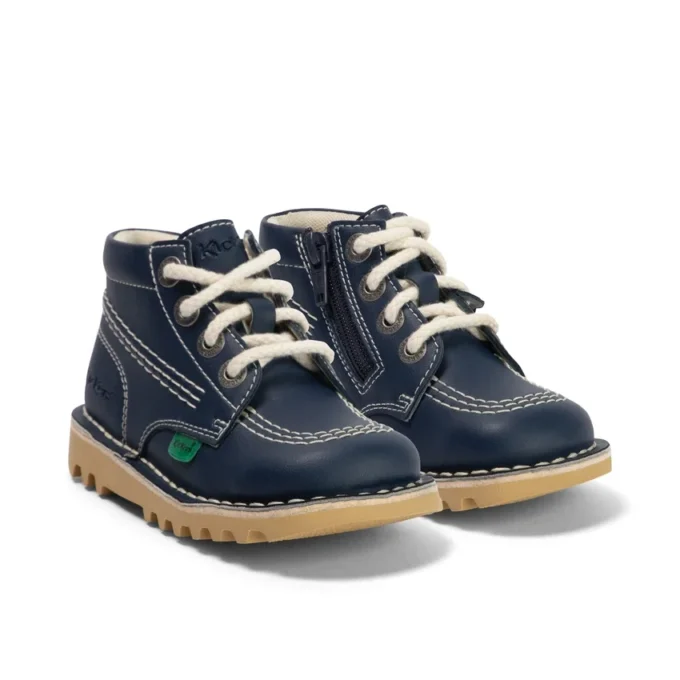 Kick Hi Hi Zip de piel sintética para niños, unisex, azul marino