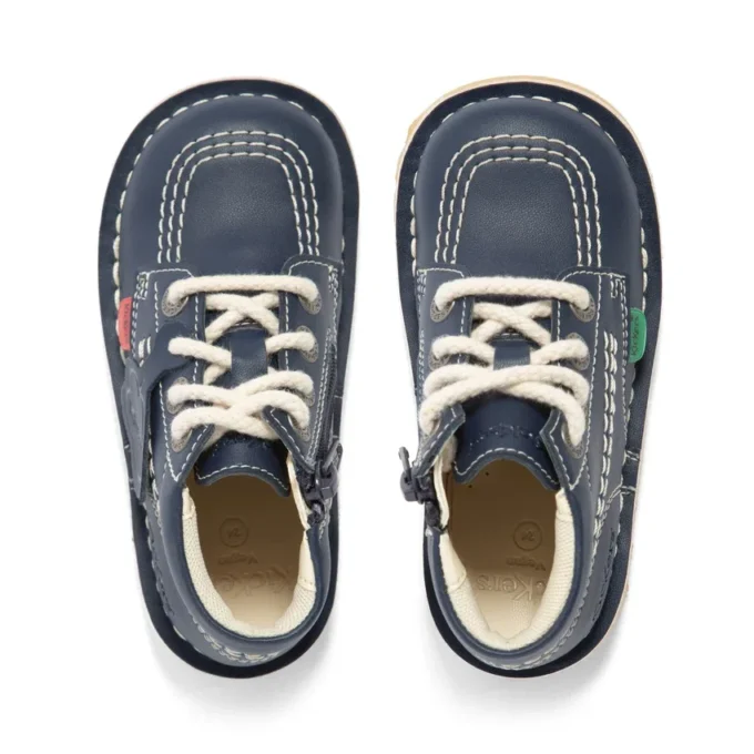 Kick Hi Hi Zip de piel sintética para niños, unisex, azul marino