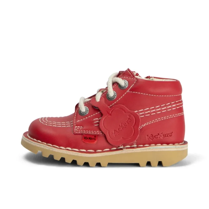 Kick Hi Hi Zip de piel sintética para niños unisex, rojo