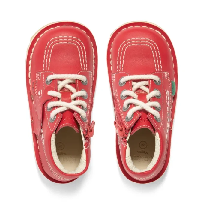 Kick Hi Hi Zip de piel sintética para niños unisex, rojo