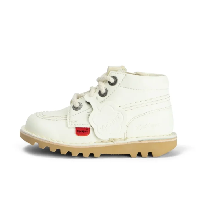 Kick Hi Hi Zip para niños unisex, alternativa al cuero, blanco