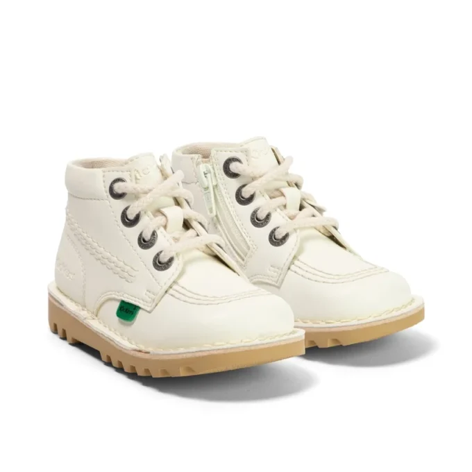 Kick Hi Hi Zip para niños unisex, alternativa al cuero, blanco