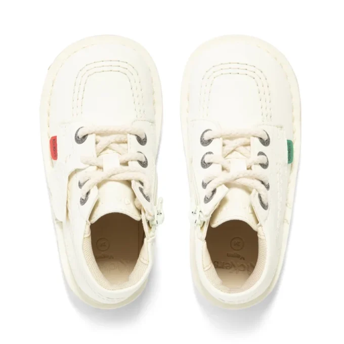 Kick Hi Hi Zip para niños unisex, alternativa al cuero, blanco