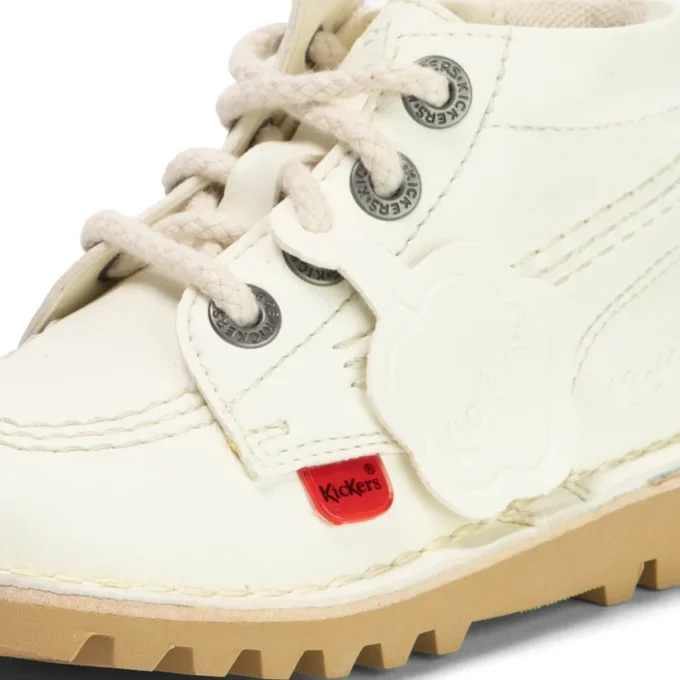 Kick Hi Hi Zip para niños unisex, alternativa al cuero, blanco