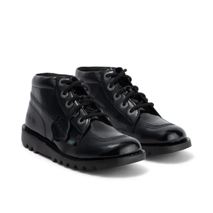 Kick Hi para mujer, piel sintética, charol, negro