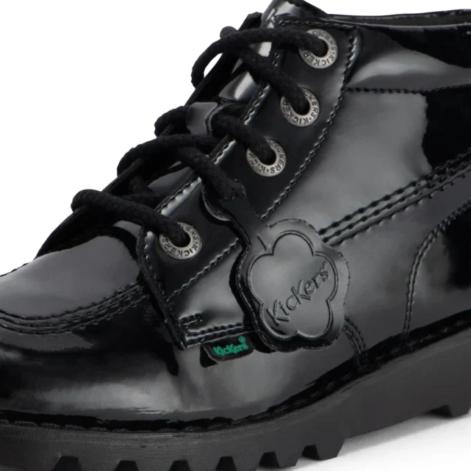 Kick Hi para mujer, piel sintética, charol, negro