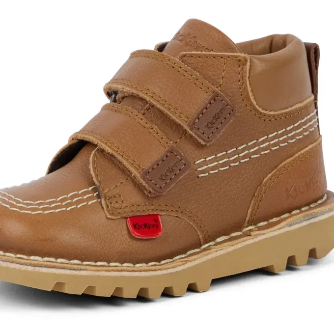 Kick Hi Roll de piel color tostado, unisex para niños