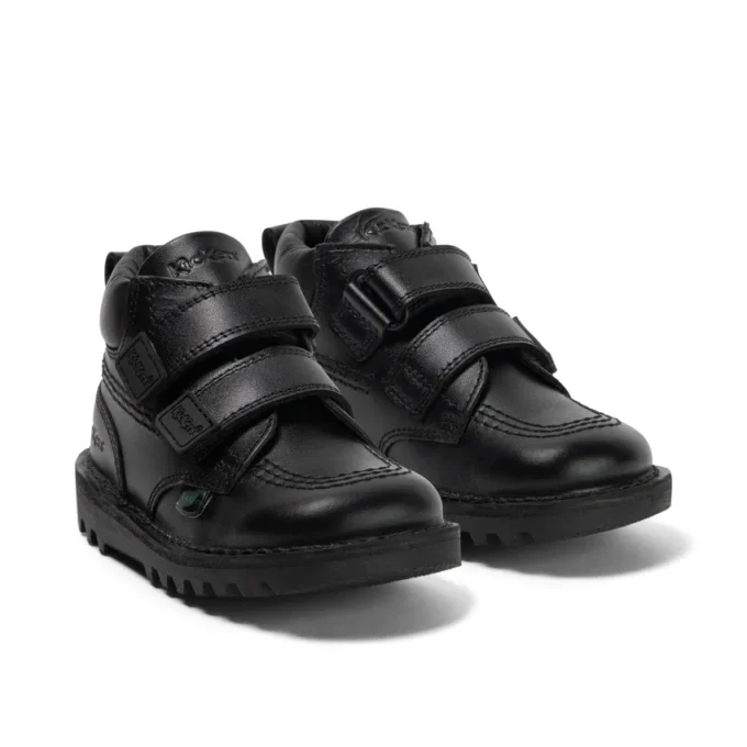 Kick Hi Roll de piel para niño, negro