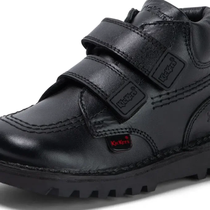 Kick Hi Roll de piel para niño, negro