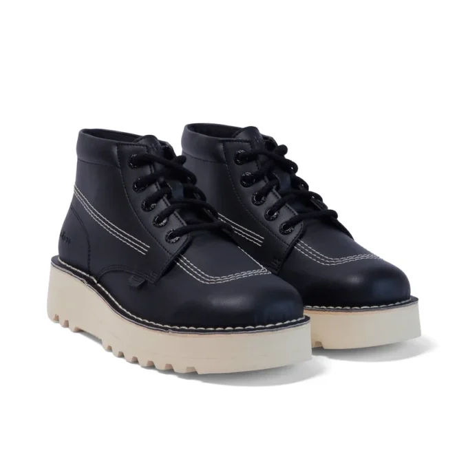 Kick Hi Stack de cuero alternativo para adultos unisex, negro