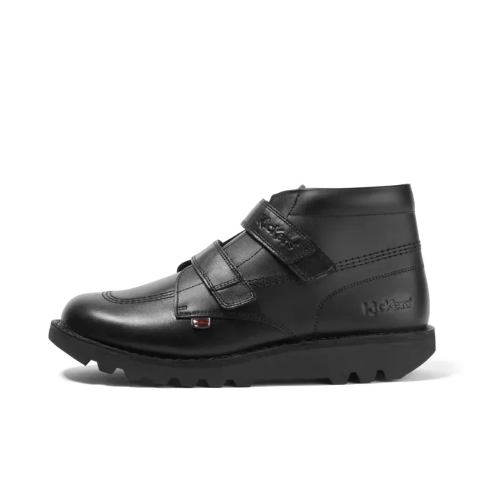 Kick Hi Vel de cuero negro unisex para jóvenes