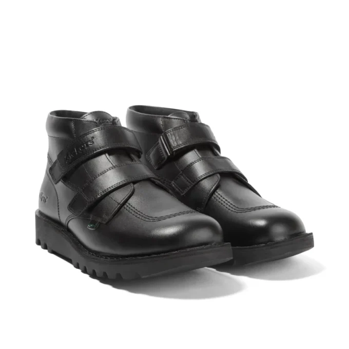 Kick Hi Vel de cuero negro unisex para jóvenes