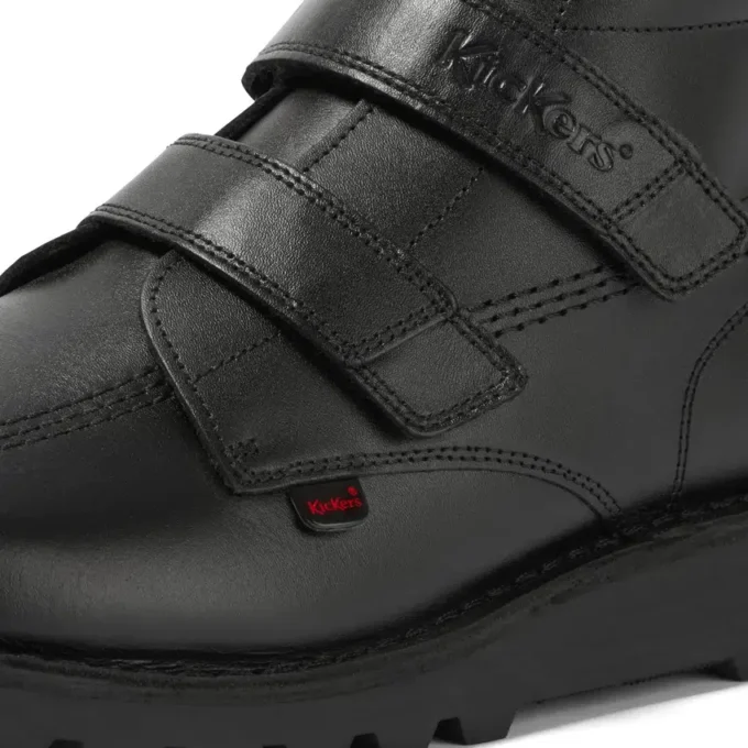 Kick Hi Vel de cuero negro unisex para jóvenes