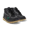 Kick Hi Zip de cuero para niños, unisex, negro/blanco