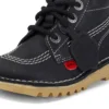 Kick Hi Zip de cuero para niños, unisex, negro/blanco