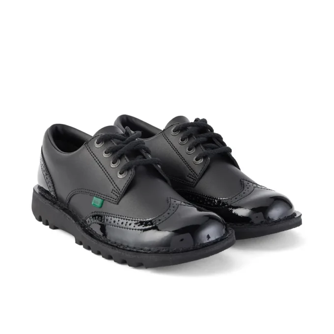 Kick Lo Brogue de cuero para mujer, negro