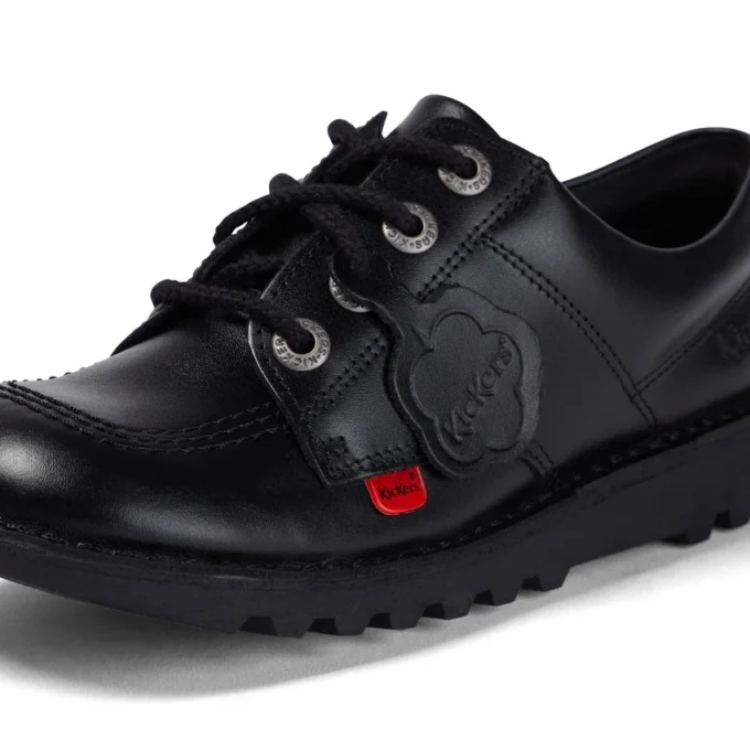 Kick Lo de cuero para jóvenes unisex, negro
