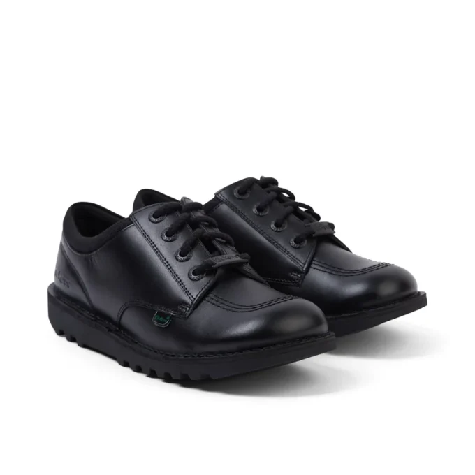 Kick Lo Mix Mesh Leather Black unisex para jóvenes