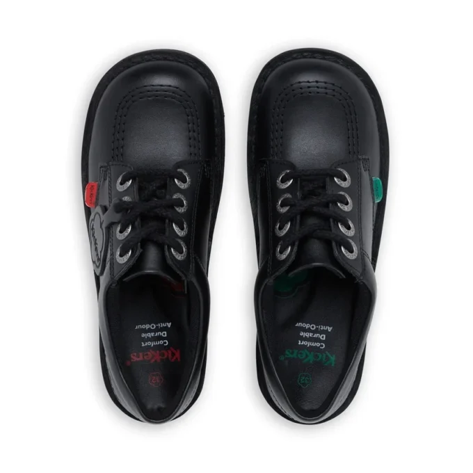 Kick Lo unisex para niños, de piel, negro