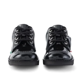 Kick Lo unisex para niños, piel charol negra