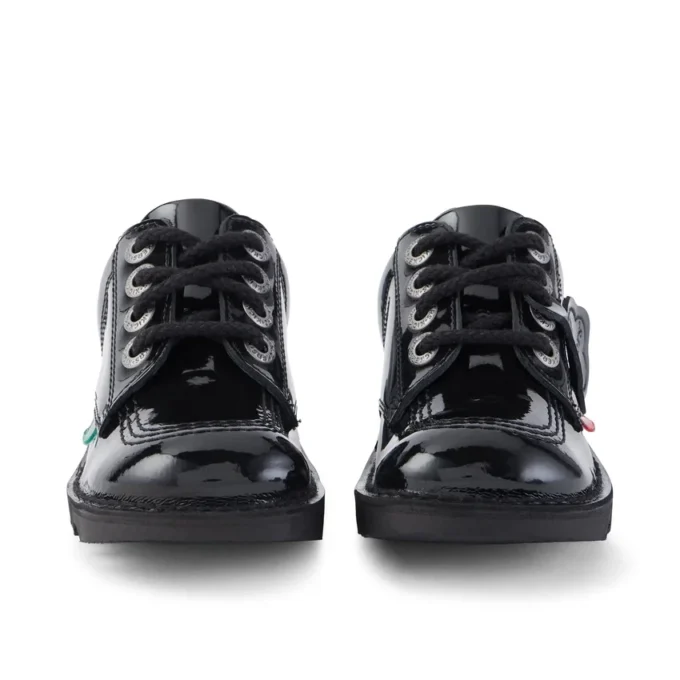 Kick Lo unisex para niños, piel charol negra