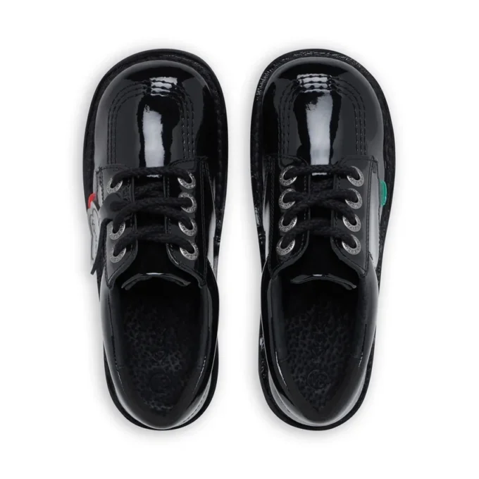 Kick Lo unisex para niños, piel charol negra