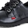 Kick Lo unisex para niños, piel charol negra
