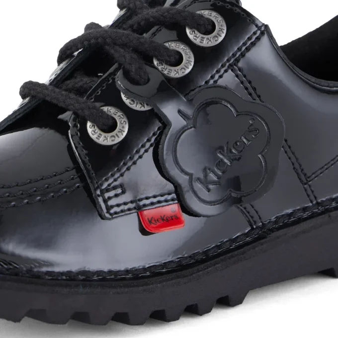 Kick Lo unisex para niños, piel charol negra