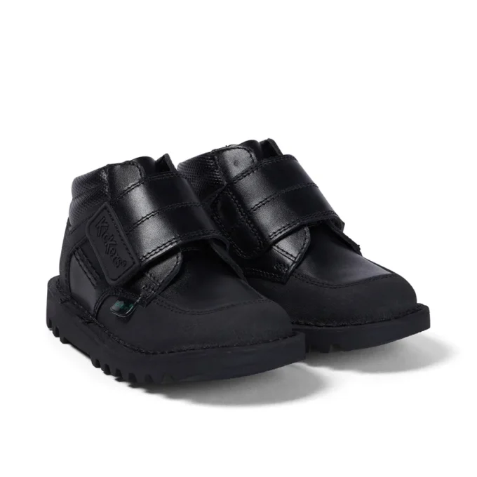 Kick Mid Scuff de piel para niño, negro