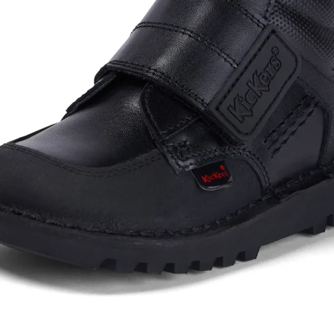 Kick Mid Scuff de piel para niño, negro