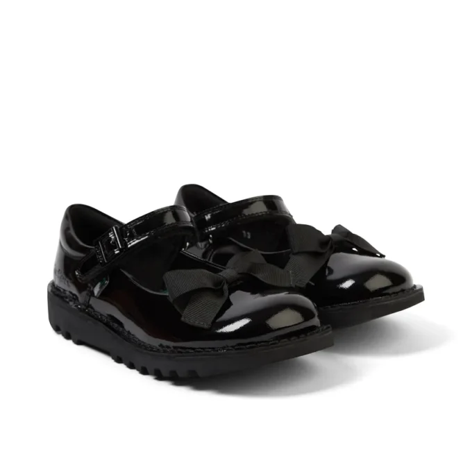 Kick MJ Bow de charol negro para niñas
