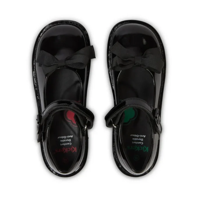 Kick MJ Bow de charol negro para niñas