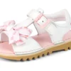 Kick Sandal para niñas pequeñas, de cuero blanco